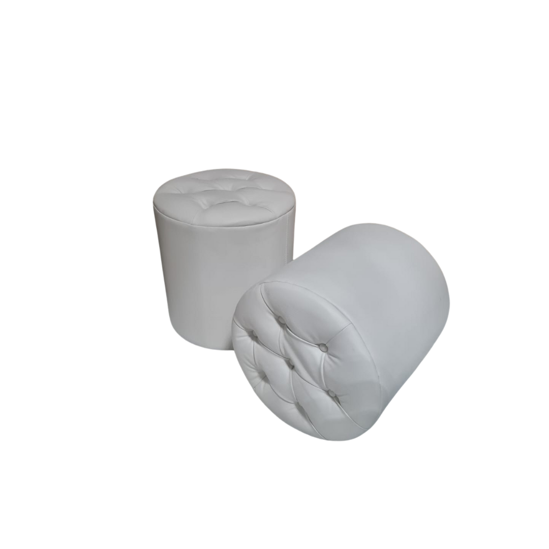 Round White Ottoman