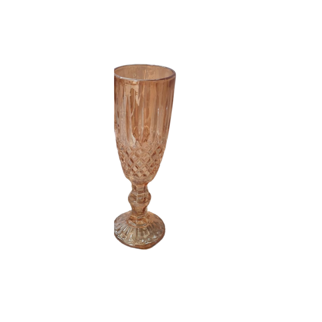Diamond Cut Champagne Glasses- Gold