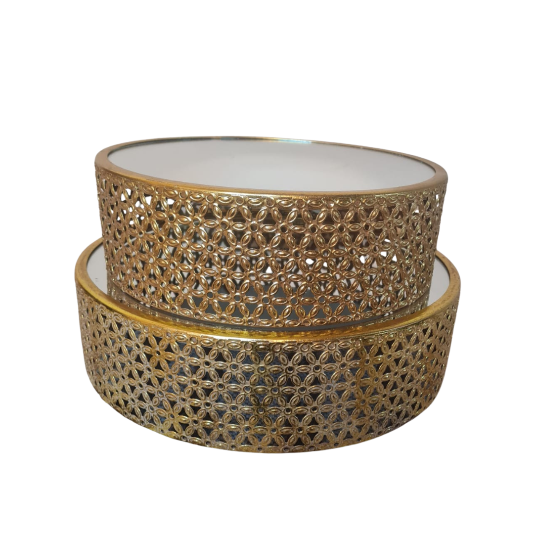 Gold Mirror Cake Stand Set