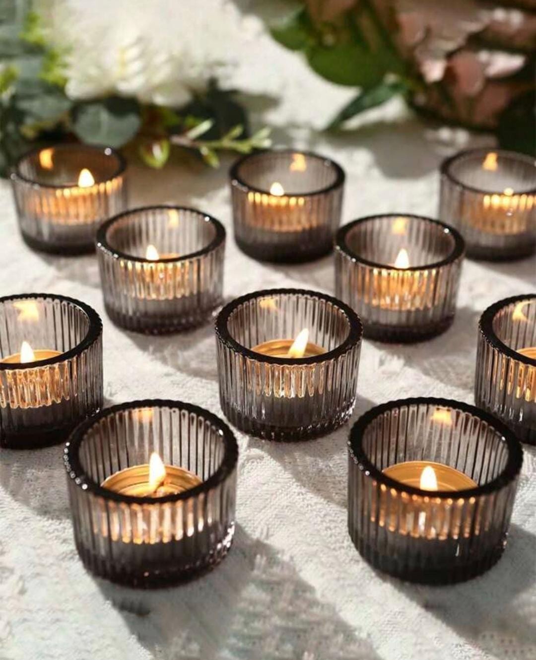 Black tealight candle holders