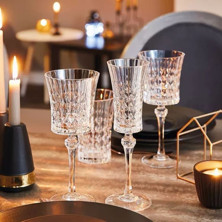 Crystal wine and champagne glasses