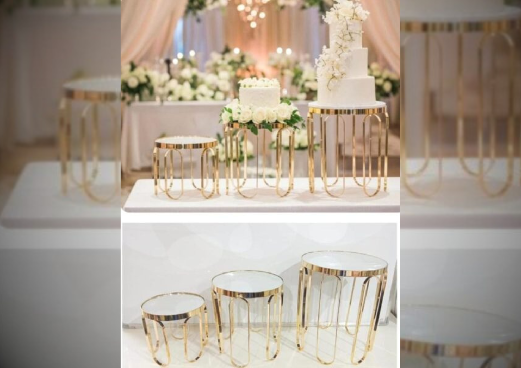 3 piece gold cake stand